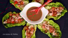 Sucrines au poulet et tomates, vinaigrette à la moutarde, balsamique et citron