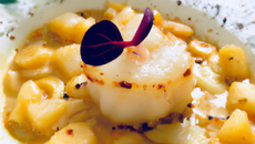 Saint-Jacques sur son lit de pomme au curry