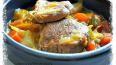 Filet mignon de porc aux petits légumes sauce à la soupe