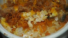 Gratin d'automne : potiron/champignons agrémentés de mimolette et pain d'épices