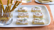 Puristes bouchées de gaufrette au saumon façon cheesecake