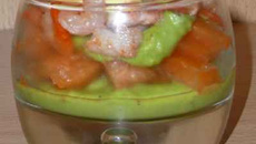 Verrine guacamole melon crevettes