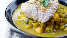 Dos de cabillaud aux pêches