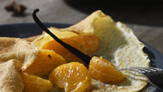Crêpes aux clémentines confites à la vanille