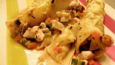 Cannellonis aux petits légumes et à la volaille