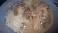 Escalope de dinde avec riz aux champignons