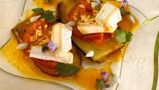 Aigre-doux d'aubergines au chèvre frais Rocamadour AOP