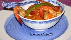 Crevettes marinées aux poivrons et carottes