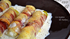 Poireaux gratinés au lard fumé et fromage à raclette