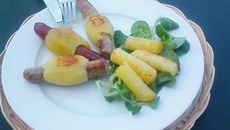 Saucisses et merguez en tonnelets de pommes de terre