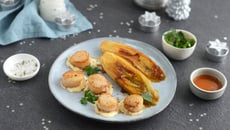 Endives braisées au miel et noix de Saint-Jacques snackées