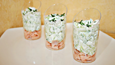 Verrine concombre sur lit de saumon fumé