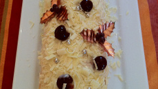Bûche chocolat blanc et griottines