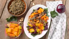 Salade de lentilles au potimarron et aux noix de cajou