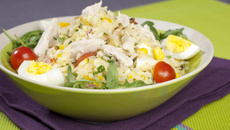 Salade de riz au maïs et poulet