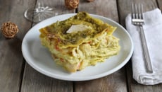 Lasagne au pesto, crabe et Saint-Jacques
