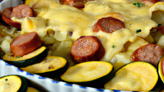 Gratin de courgettes et de saucisses