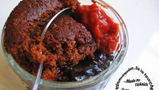 Pouding brownie au chocolat et à la compote d'abricots