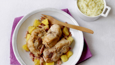 Râbles de lapin aux pommes, cidre et noix