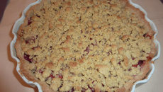 Tarte crumble framboises et abricots