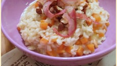 Risotto d'automne au potiron, pancetta et noisettes