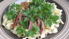 Pâtes aux gésiers de canard confits et persil