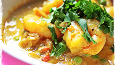 Curry indien de Crevettes au lait de coco