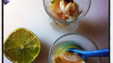 Carpaccio de St. Jacques au vinaigre de mandarine Clovis et citron vert