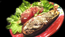 Aubergines farcies: bœuf, cannelle et mozzarella !