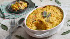 Gratin de risotto au Butternut et aux saucisses