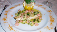 Filets de bar aux crevettes et courgettes .....