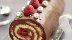 Bûche roulée Chocolat, Framboise coco et citron vert