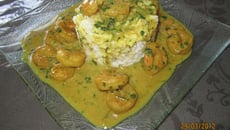 Crevette curry et riz blanc