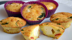 Mini-quiches à la pancetta, tomate, basilic et Babybel
