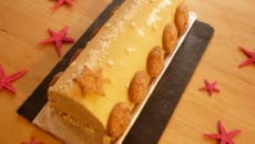 Bûche exotique chocolat blanc, passion, coco et vanille de Madagascar