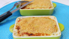 Crumble de St Jacques sur sa crème de poireaux