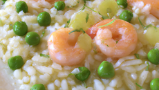 Risotto aux crevettes et petits pois