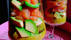 Ma verrine aux 2 saumons, avocat au pamplemousse
