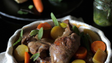 Lapin en cocotte à la fricassée de légumes