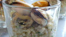 Verrine moules, boulghour et gelée crémeuse