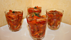 Verrines de champignons à la grecque