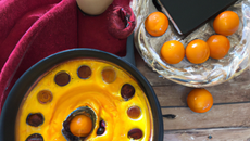 clafoutis au jus d'orange et mirabelle