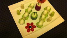 Entrée en rouge et vert