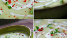 Velouté de poireaux au vieux Comté et sa tuile