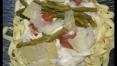 Tagliatelle sauce aux asperges vertes et jambon sec