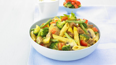 Pâtes aux légumes et Seitan