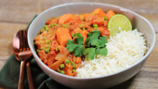 Curry de patate douce et petits pois