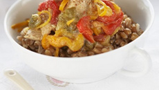 Émincé de veau aux deux poivrons (frais et séchés)