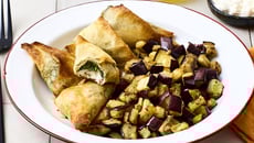 Feuilles de brick, épinards, fromage frais