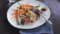 Veau rôti, carottes et vinaigrette Worcestershire